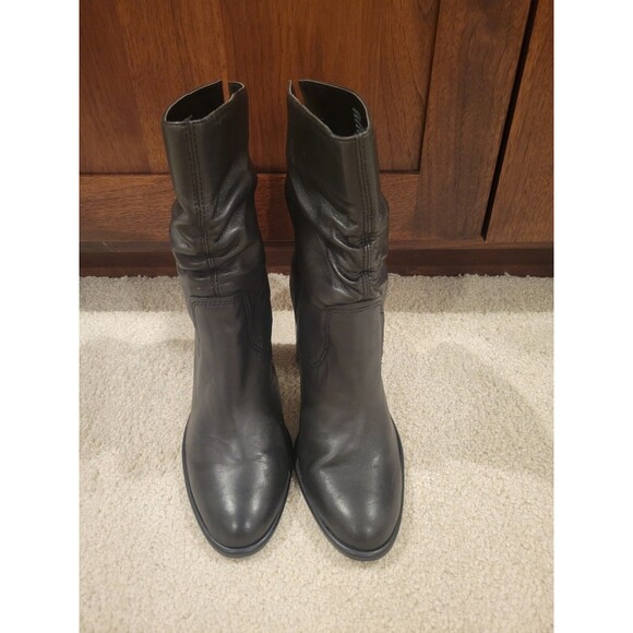 NEW Steve Madden Vector Leather Black Boots Women 9 Slouchy Mid calf MSRP $175 - Picture 2 of 10